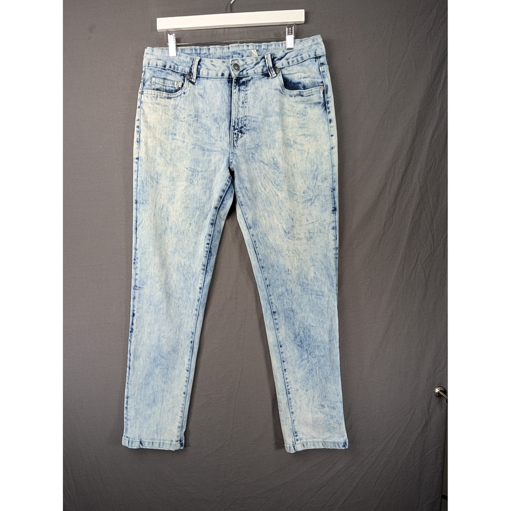 Stitches‎ & Rivets Mens Acid Wash Slim Straight Jeans Light Blue 34x32